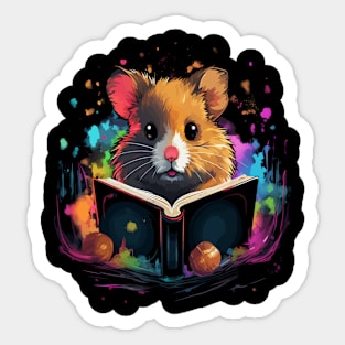 Hamster Reads Book Sticker